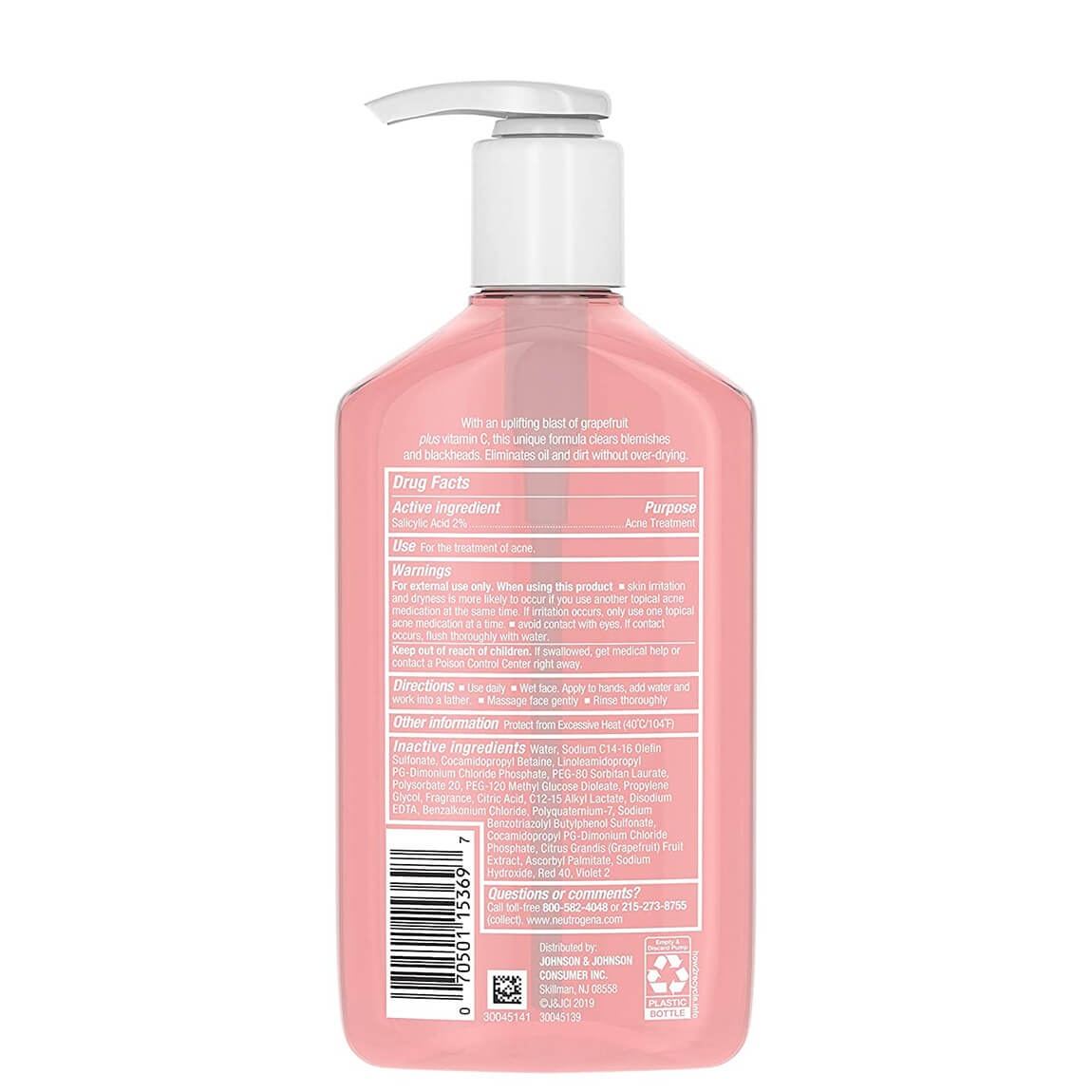 Neutrogena Oil-Free Acne Wash Pink Grapefruit Facial ...